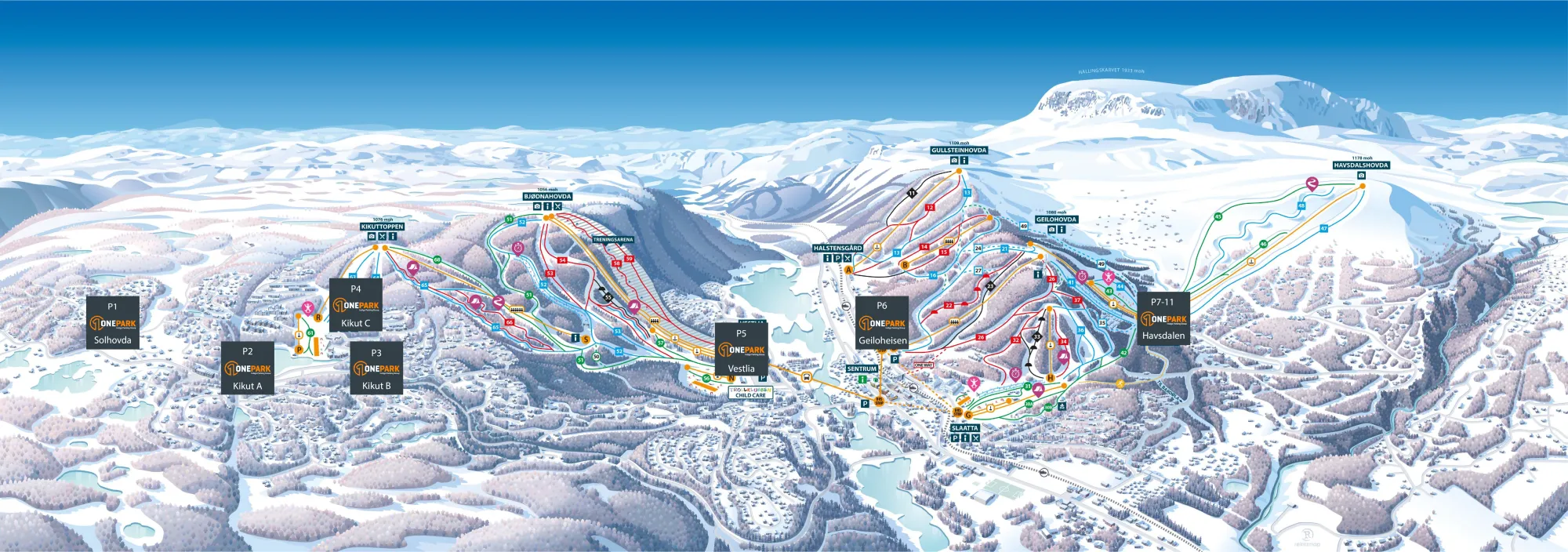 Parkering i skisenteret på Geilo